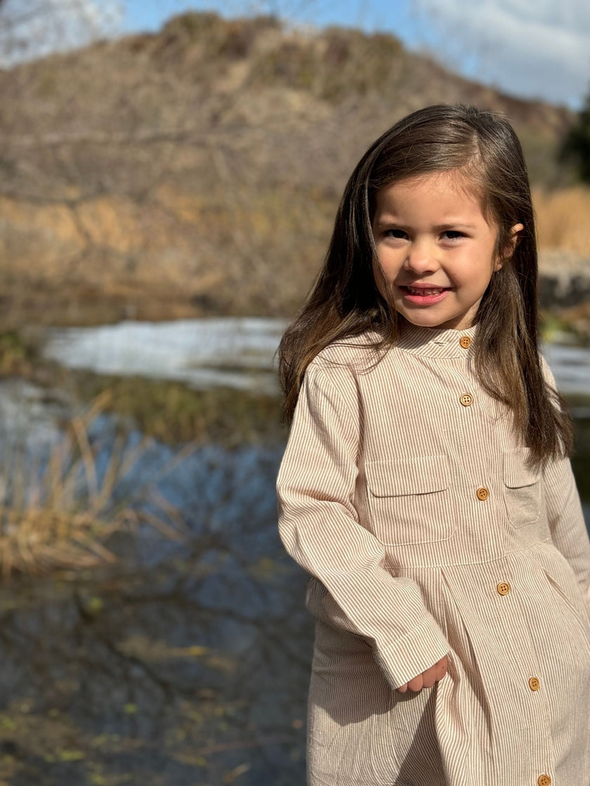 Hannah Dress | Oatmeal Stripe | Vignette