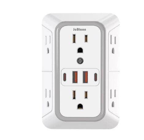 6-Outlet Power Strip with 4 USB Ports – Wall Socket Charger