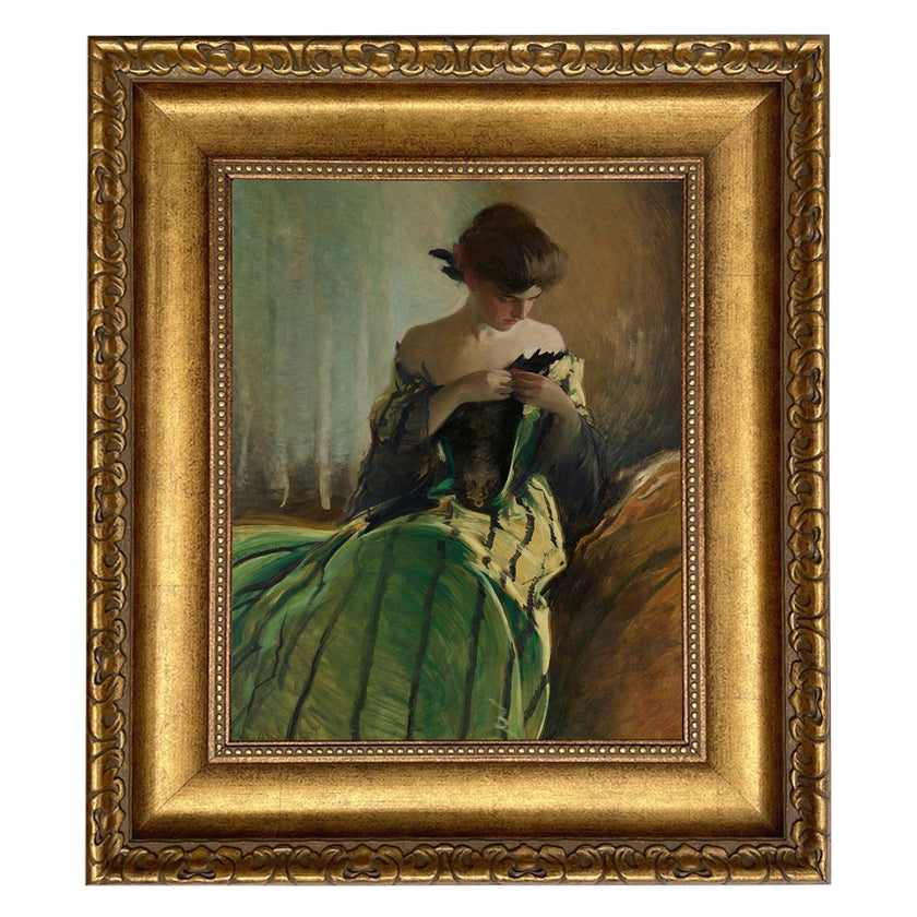 The Enchantress in Emerald – Victorian Oil Painting Print on Canvas