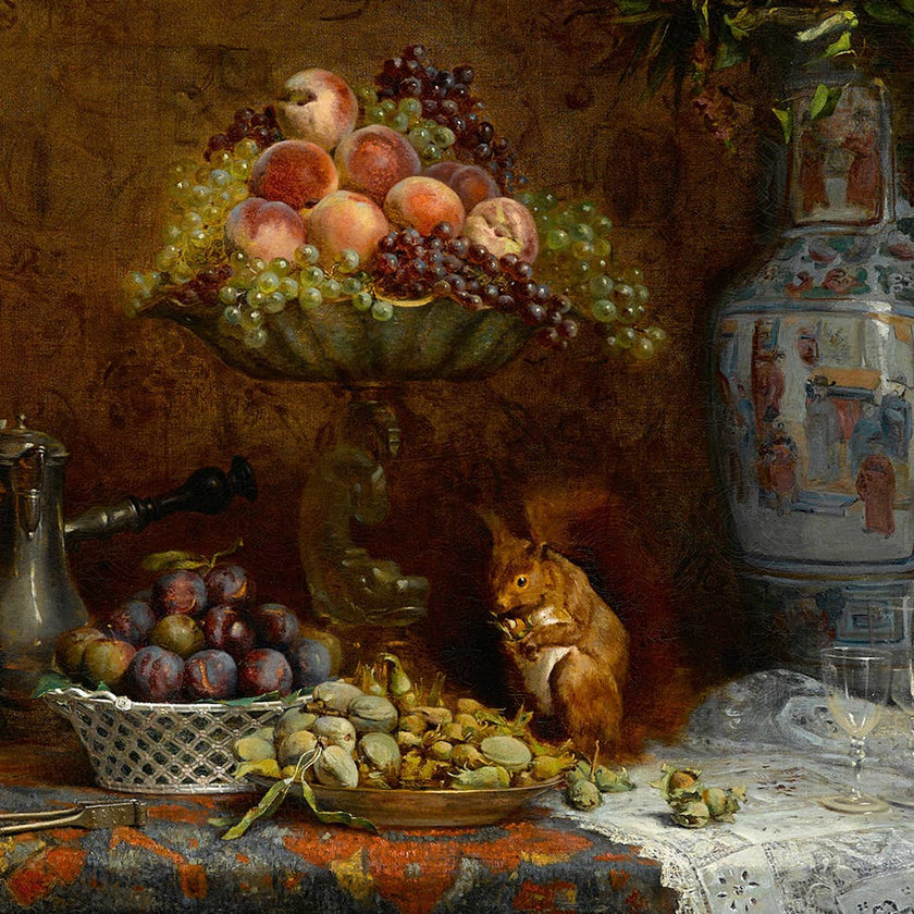 Mystic Harvest Still Life – Framed Antique-Style Painting