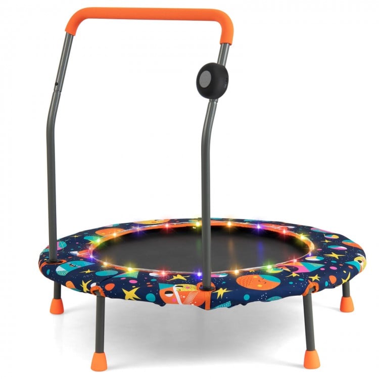 36 Inch Mini Trampoline with Colorful LED Lights and Bluetooth Speaker - Multicolor