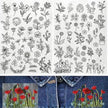 50pcs Water Soluble Stick and Stitch Embroidery Patterns stickers for Clothes
