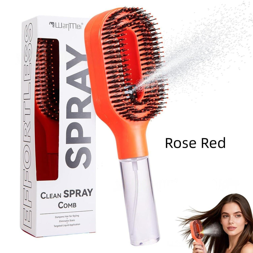 One-Click Spray Hair Brush – Anti-Frizz Detangling Mist Comb for All Hair Types