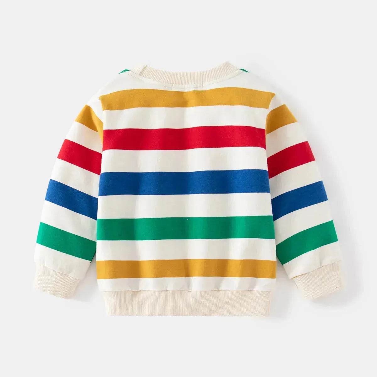 Unisex Colorful Striped Long-sleeved Sweater for Kids Pullover for Kids