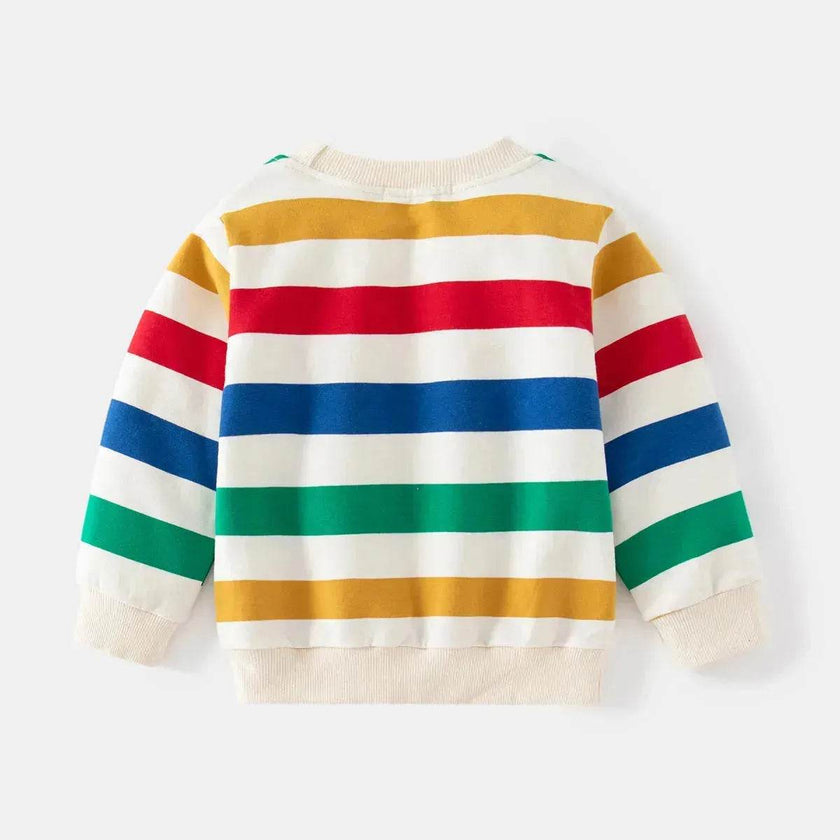 Unisex Colorful Striped Long-sleeved Sweater for Kids Pullover for Kids