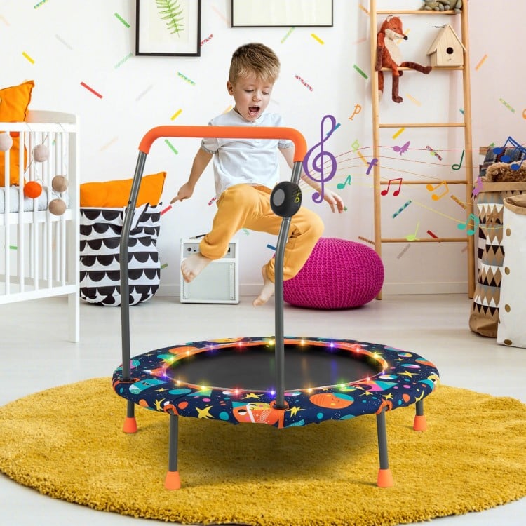 36 Inch Mini Trampoline with Colorful LED Lights and Bluetooth Speaker - Multicolor