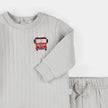 2 PC Quilted Jersey Set | Fire Truck Print on Grey | Petit Lem