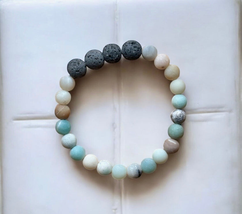 Amazonite Volcanic Rock Diffuser Bracelet | Natural Aromatherapy Jewelry