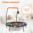 36 Inch Mini Trampoline with Colorful LED Lights and Bluetooth Speaker - Multicolor