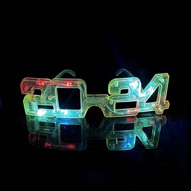 LED Glowing New Year Glasses 2024 Glitter Glasses For Party Evening Decoration