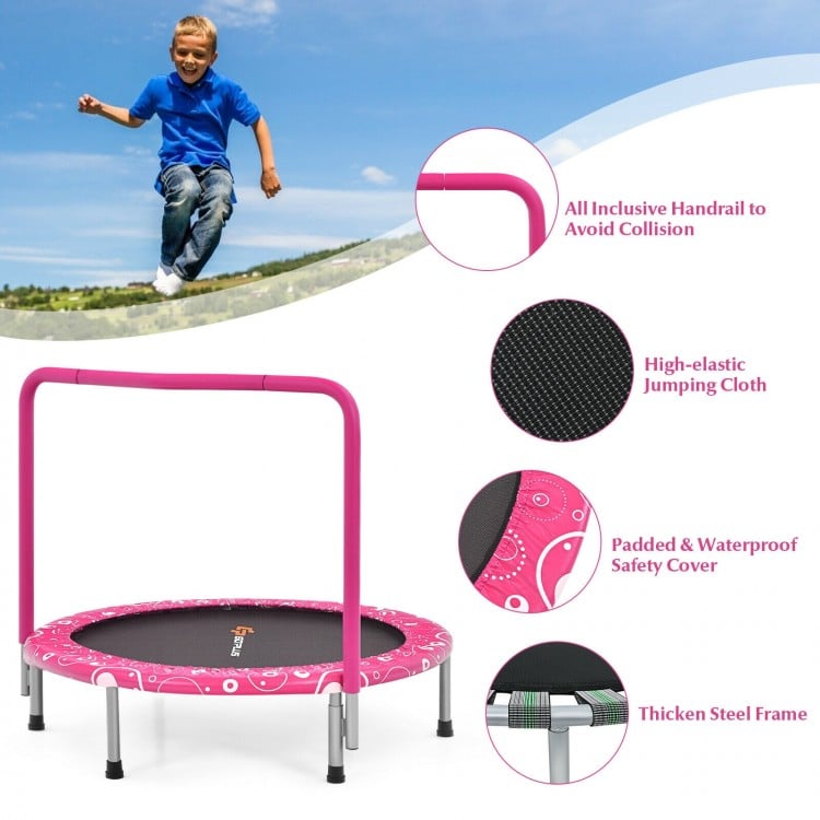36 Inch Kids Trampoline Mini Rebounder with Full Covered Handrail