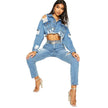 Y2K Fashion Women Street Denim Jeans Cropped Jacket