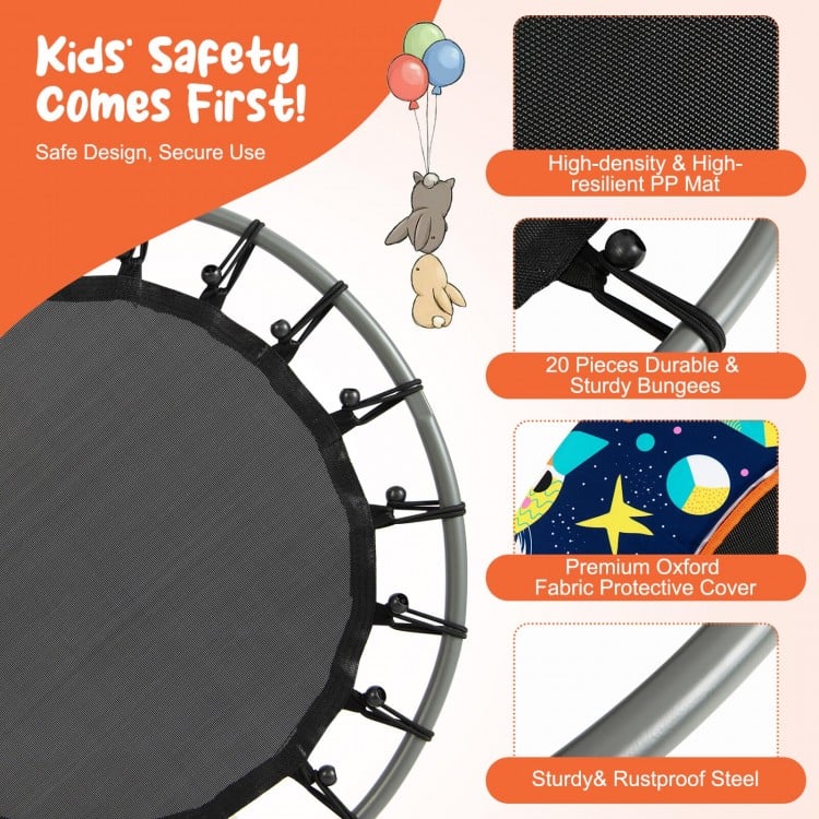 36 Inch Mini Trampoline with Colorful LED Lights and Bluetooth Speaker - Multicolor