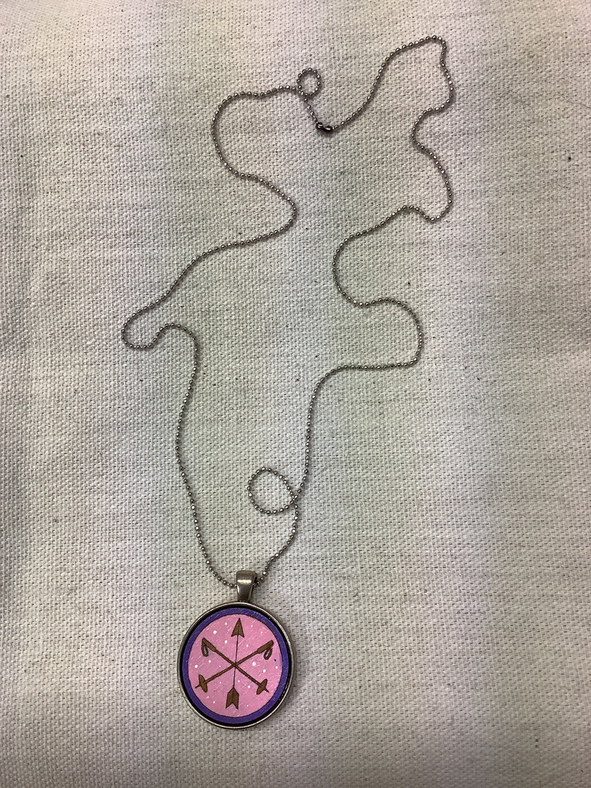 Sick Chick Necklace Pink Ski Poles/Arrow #10
