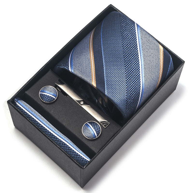 Men's Jacquard Woven Formal Tie Set – Rayon Arrow Necktie with Handkerchief, Tie Clip & Cufflinks | Canada & USA