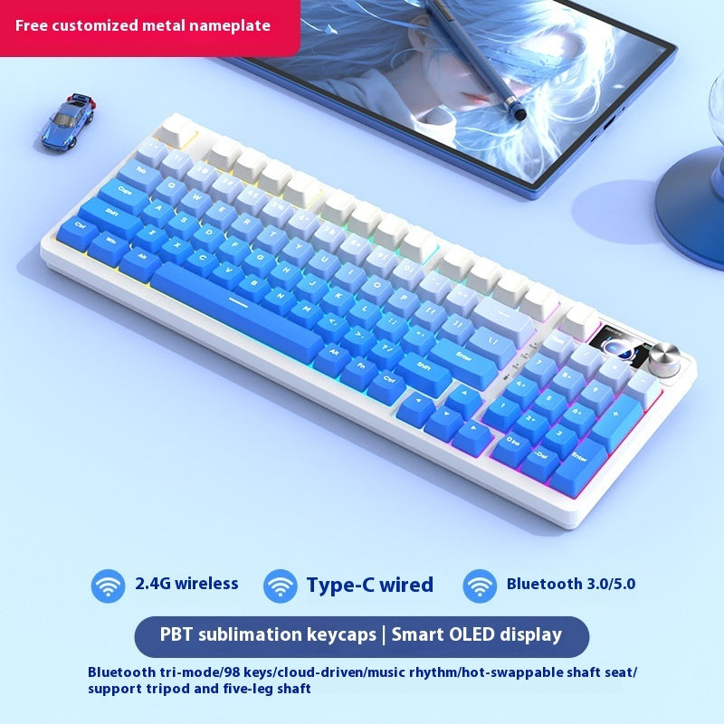 98-Key Wireless Bluetooth Mechanical Keyboard – Triple-Mode Gaming & Office | 30 Styles