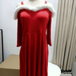 Women's Deep V Strapless Swing Off shoulder Christmas Costume Dress