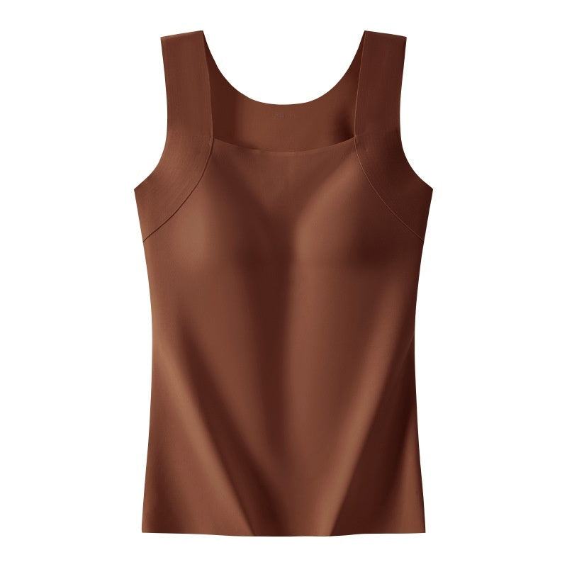 Women's Seamless Thermal Vest – Built-In Bra, Nylon, S–6XL | Multiple Colours