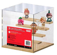 5-Tier EVORETRO Acrylic Display Case – 32.2 x 32 x 32 cm | Crystal Clear Visibility, Wooden Shelves