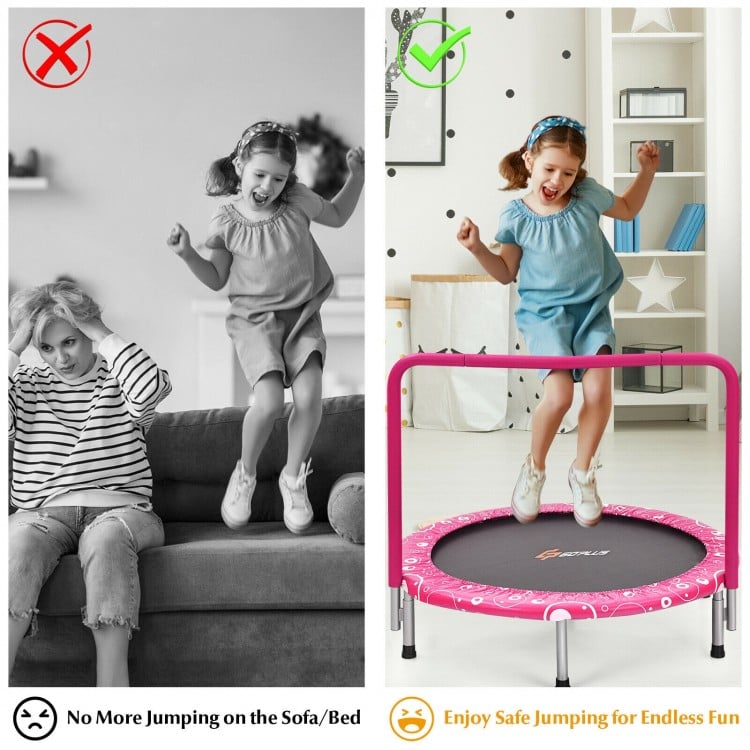 36 Inch Kids Trampoline Mini Rebounder with Full Covered Handrail