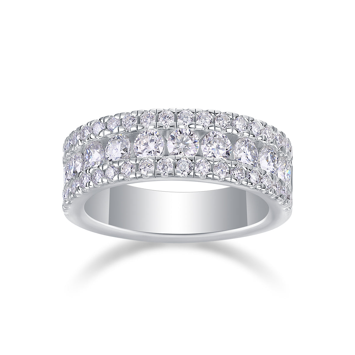 Moissanite Ring – Platinum-Plated 925 Silver | Sizes 5–9 | GRA Certified