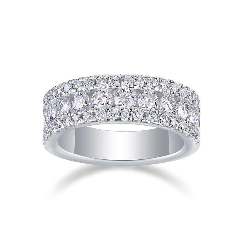 Moissanite Ring – Platinum-Plated 925 Silver | Sizes 5–9 | GRA Certified