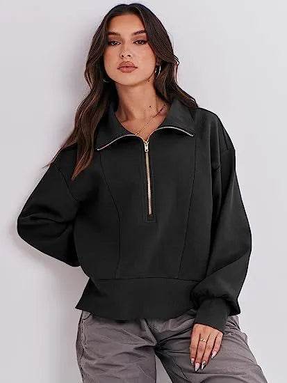 Women's Half Zipper Pullover Long Sleeve Sweatshirt