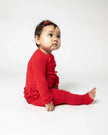 Red Ruffled Convertible Footed One Piece