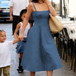 Denim A- Line Dress Women's Hot Girl Strap Length