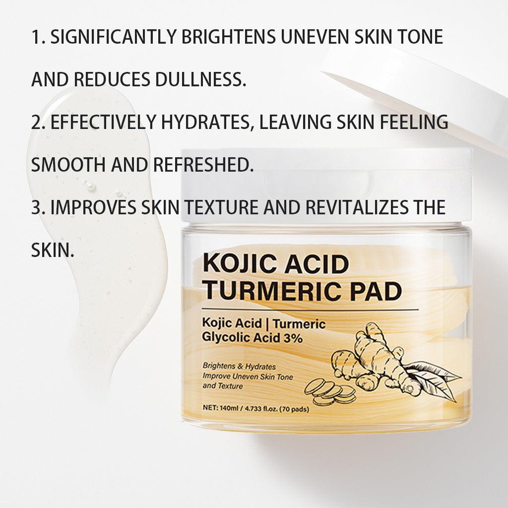 Kojic Acid Turmeric Purifying Toner Pads 70-Pack Brightening Body & Face