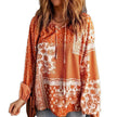 Women's Long-sleeved Printed Ethnic Blouse T-shirt Shirt