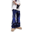 Five-pointed Star Embroidery Denim Horn Loose Straight Casual All-match Mop Jeans Baggy Trousers Men