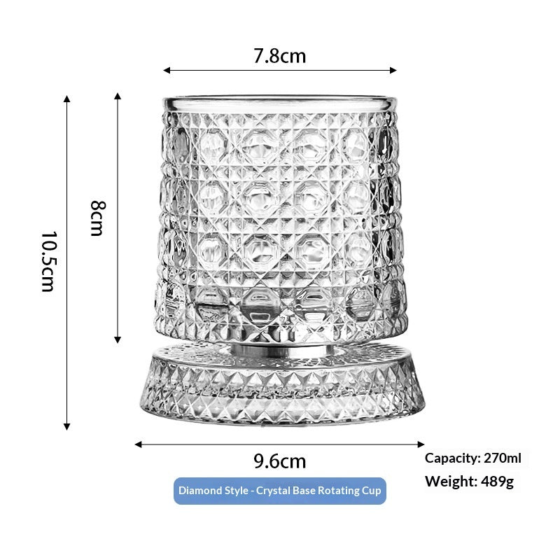 Luxury Spinning Glass with Crystal Base – Stress-Relieving Rotating Cup, 9 Styles