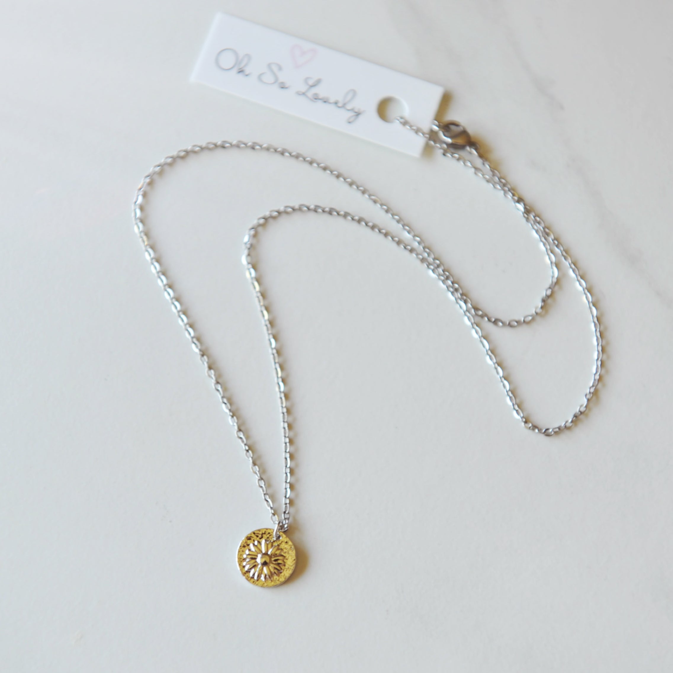 Wilma Silver Daisy Disc Necklace