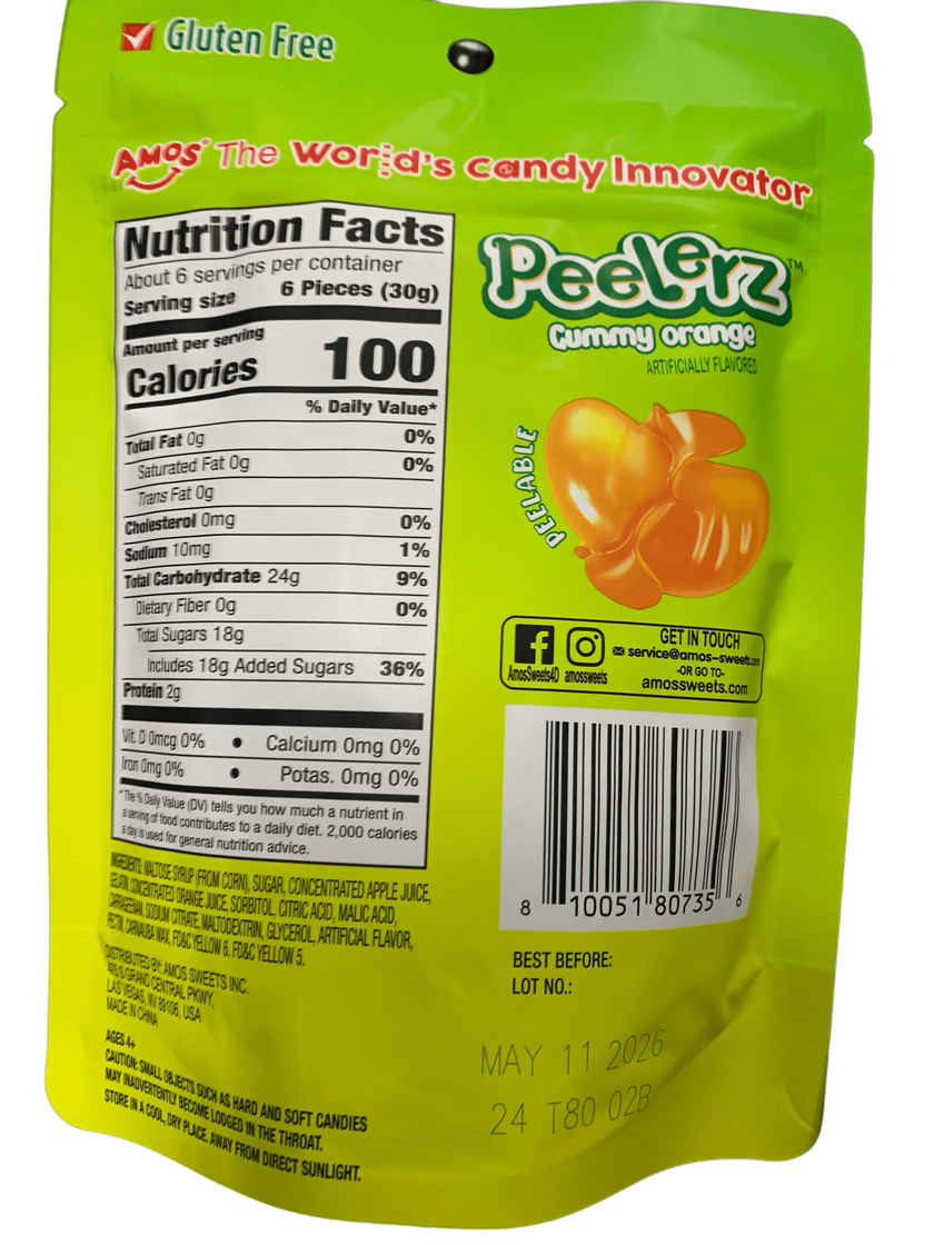 Amos Peelerz Orange Gummies 170G - U.S Edition