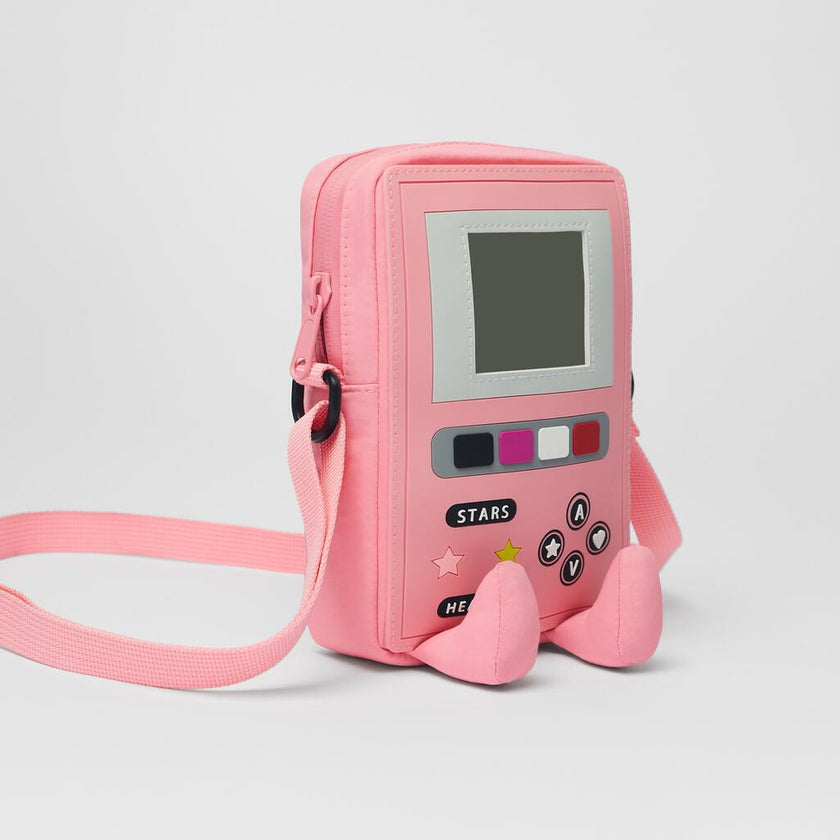 Cute Game Controller Cartoon Messenger Bag for Girls – Mini Oxford Crossbody | Pink