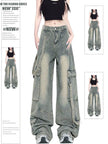 Retro Street style Oversized Baggy Cargo Jeans Pant Women