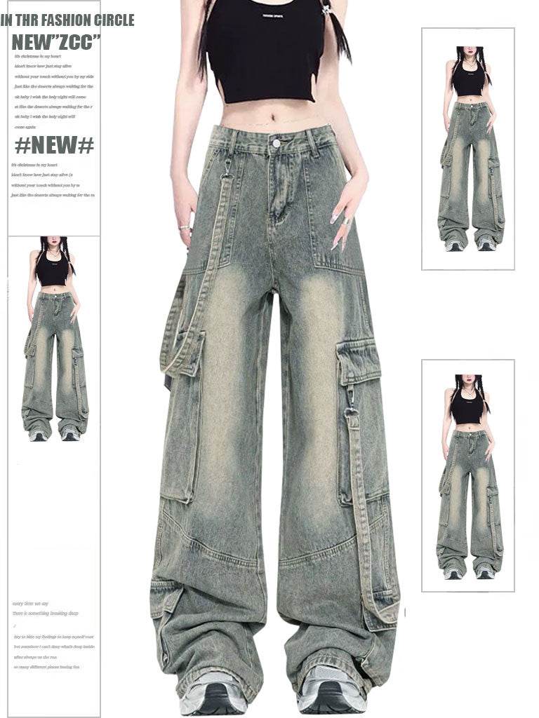 Retro Street style Oversized Baggy Cargo Jeans Pant Women