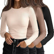 Women's 3D Print Crew-Neck Slim-Fit Long-Sleeve T-Shirt | Canada & USA