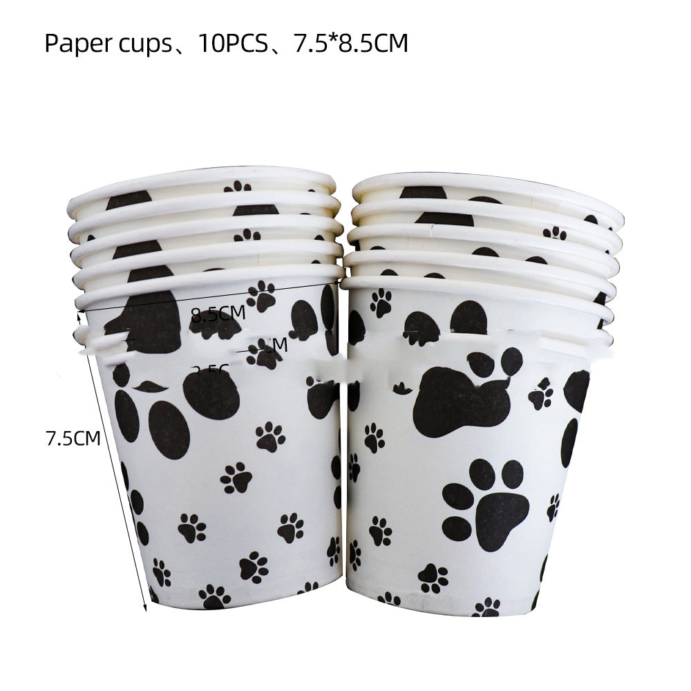 Dog Paw Birthday Party Tableware Set – Pet Birthday Plates, Cups & Decoration Kit