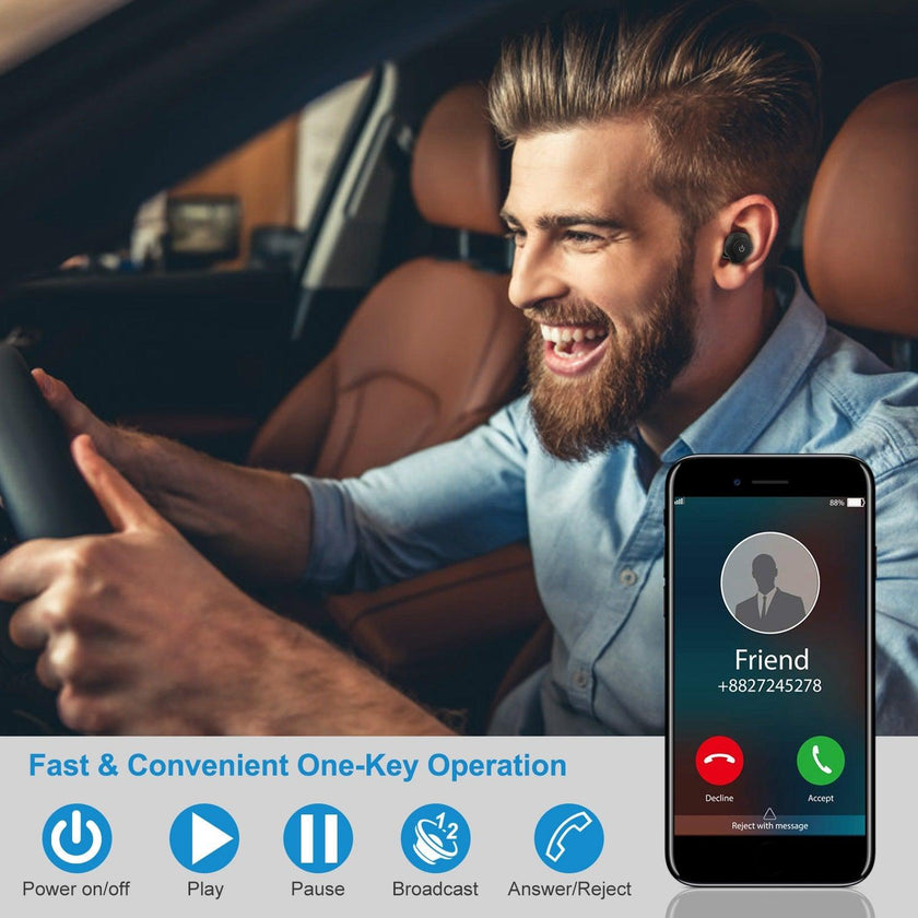 True Wireless Earbuds Bluetooth 4.2 aptX CVC 6.0 Noise Cancelling Business Driving Walking TWS