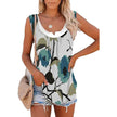 Casual Spring And Summer Tops Printed Sleeveless Pleating Vest T-shirt For Women