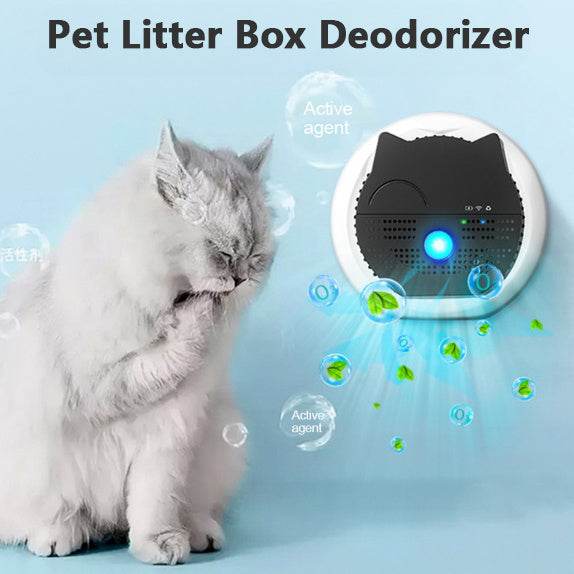 Smart Pet Litter Box Deodorizer & Air Purifier for Cats & Dogs – USB Rechargeable, White