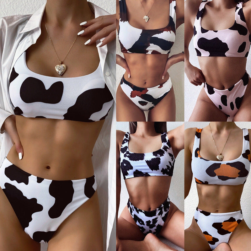 Cow Print Bikini Set – Women's Two-Piece Beach Swimwear
