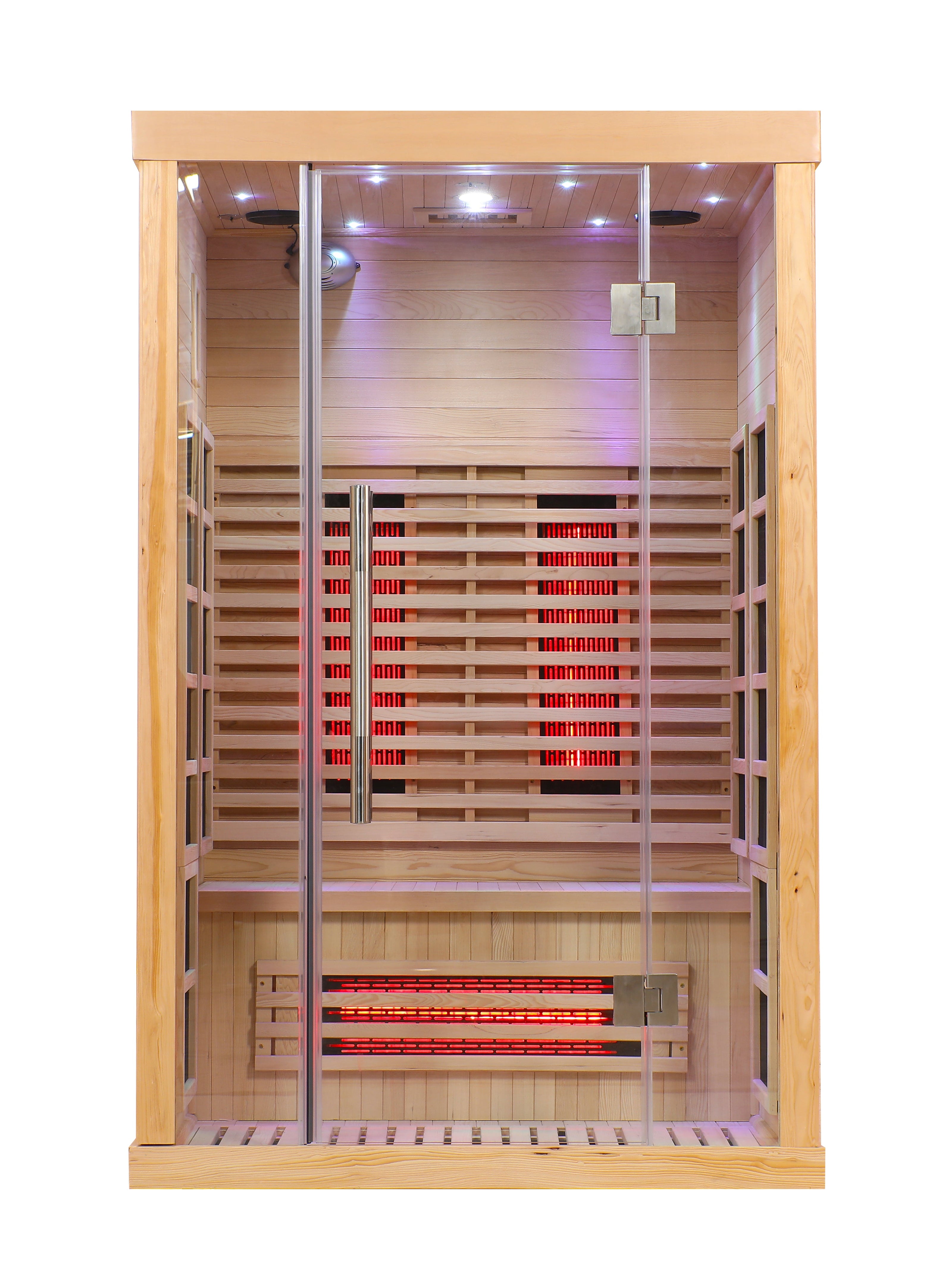 Blisspod Venetian 2-Person  Full Spectrum Indoor Premium Canadian Hemlock Low EMF Sauna 10 Heaters Chromotherapy Reflexology