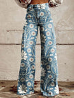 3D Graphic Printed Wide Leg Pants for Women – High Waist Bootcut Graphic Trousers