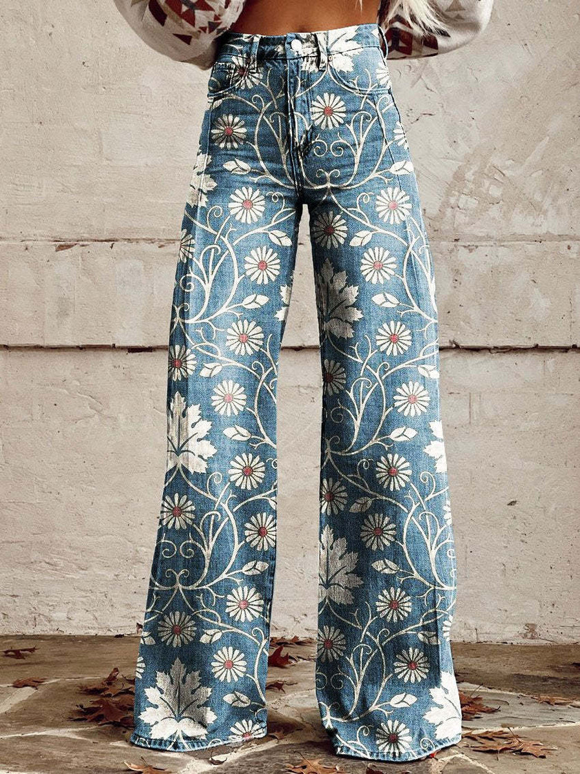 3D Graphic Printed Wide Leg Pants for Women – High Waist Bootcut Graphic Trousers