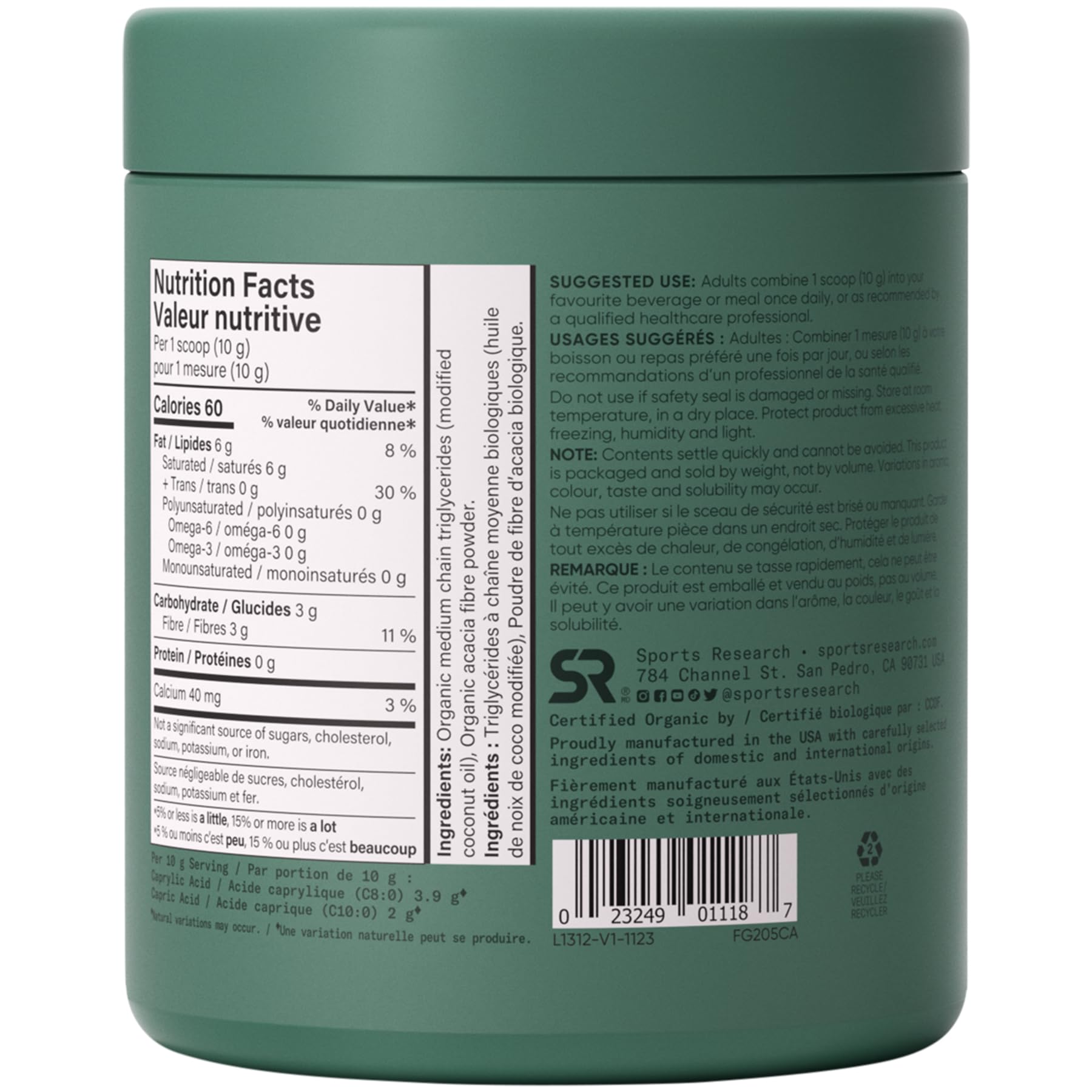 Sports Research - Organic MCT Oil (887ml)
