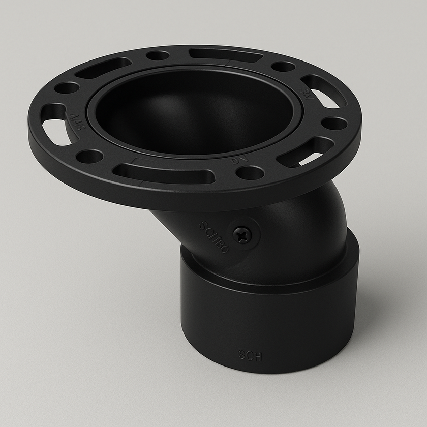 LESSO ABS 4×3 Offset Closet Flange — Adjustable Hub DWV | 1-1/2″ Offset, 360° Rotating Ring | ASTM D2661, CSA B181.1, cUPC
