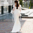 Women's Ruffled Long Sleeve Banquet Temperament High Waist Mop White Wedding  Party Fish Tail Styled  Dress Mermaid Dress